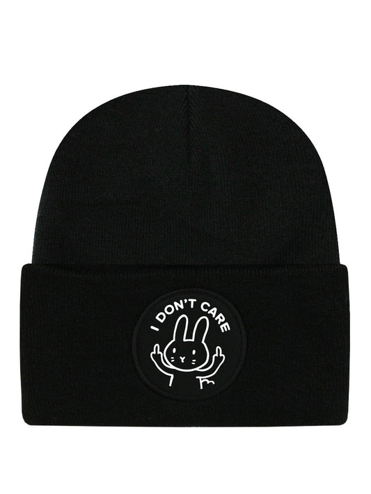 I Don't Care Black Beanie