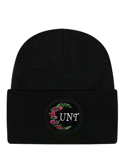 Floral Cunt Black Beanie