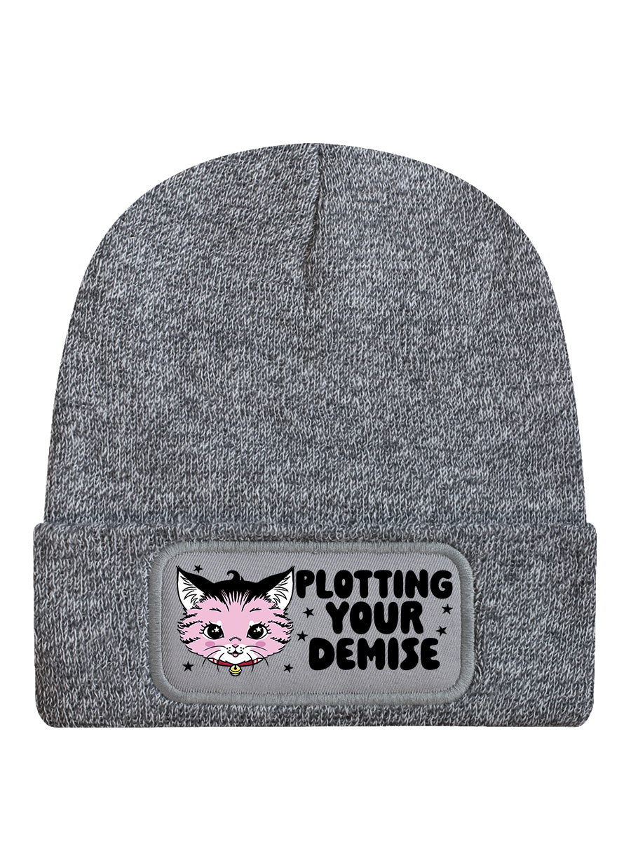 Kitsch Kitten Plotting Your Demise Heather Grey Beanie