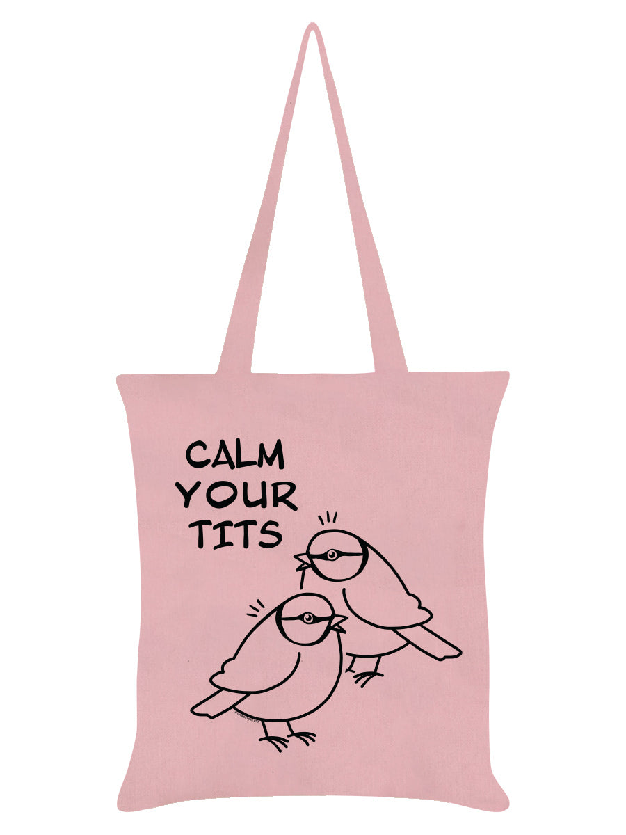 Calm Your Tits Pale Pink Tote Bag
