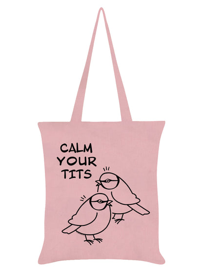 Calm Your Tits Pale Pink Tote Bag