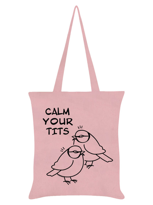 Calm Your Tits Pale Pink Tote Bag