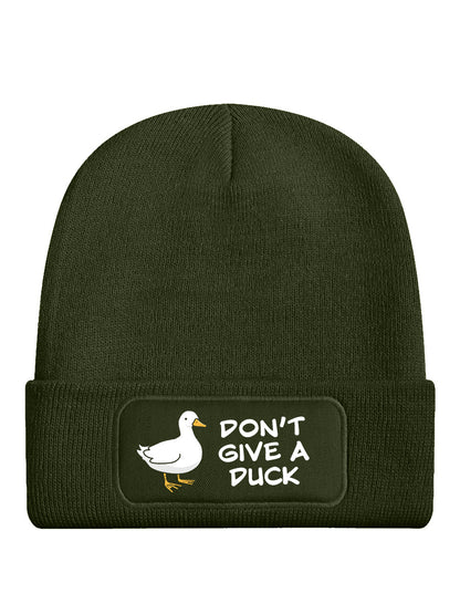 Don't Give A Duck Olive Green Beanie