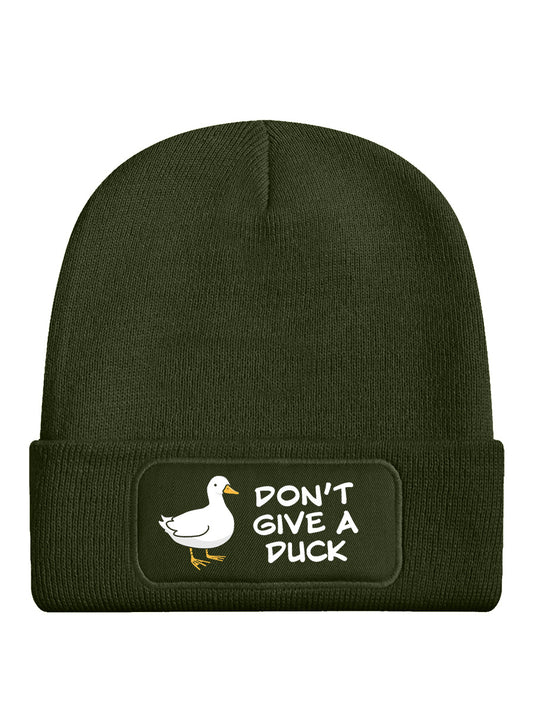 Don't Give A Duck Olive Green Beanie