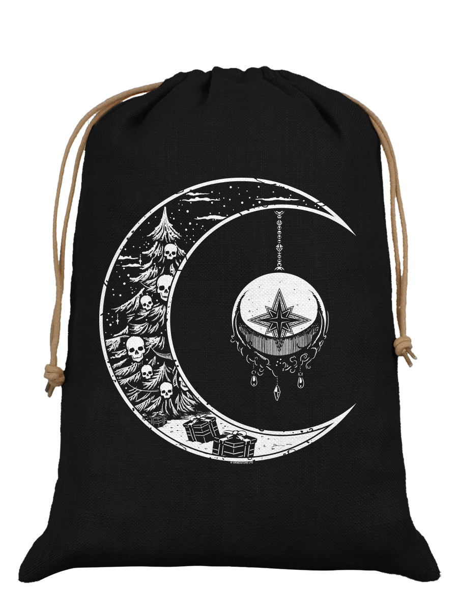Christmas Moon Black Hessian Santa Sack