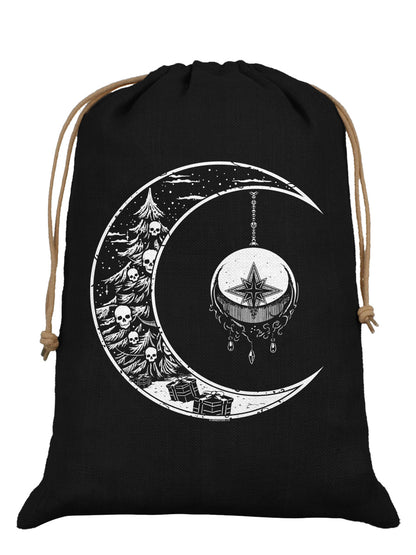 Christmas Moon Black Hessian Santa Sack