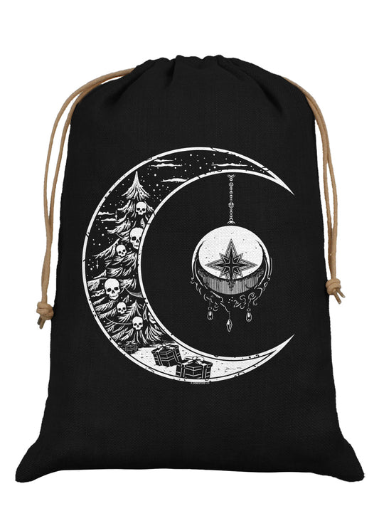 Christmas Moon Black Hessian Santa Sack