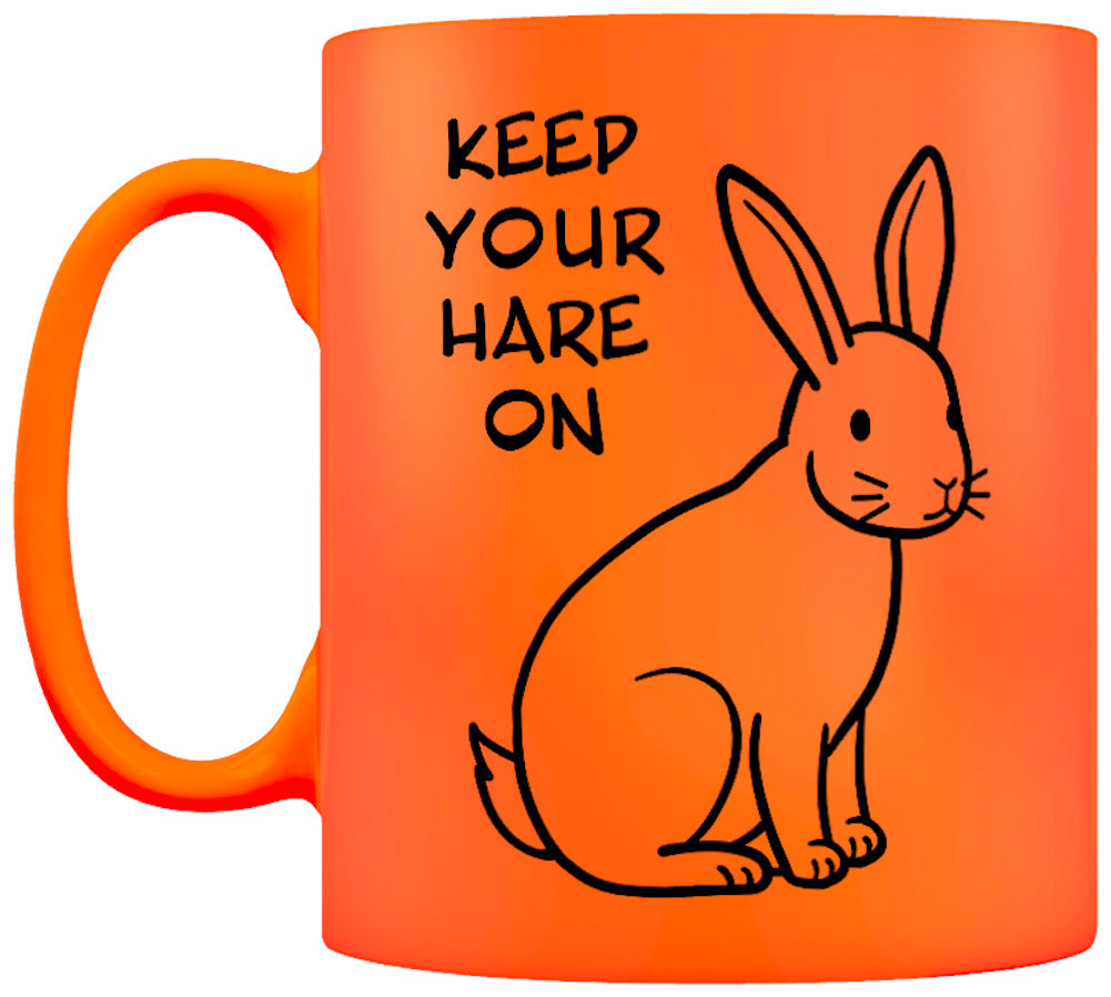 Keep Your Hare On Orange Neon Mug