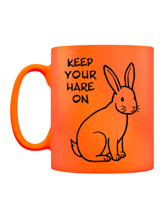 Keep Your Hare On Orange Neon Mug