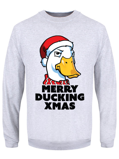 Merry Ducking Xmas Men's Grey Christmas Jumper
