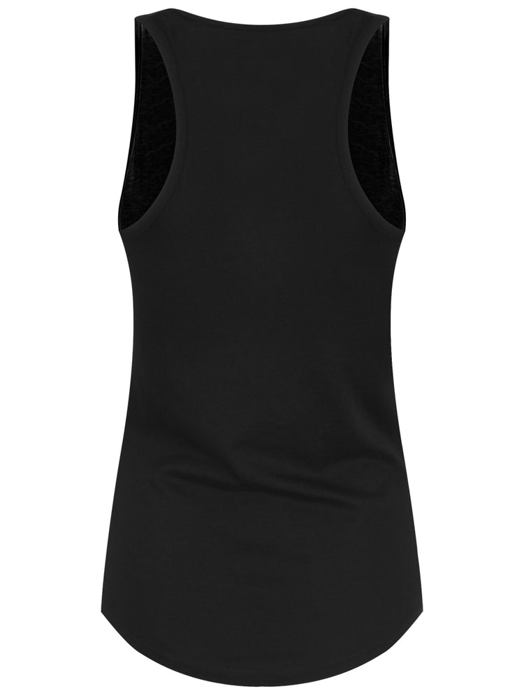 Yin Yang Feathers Ladies Black Floaty Tank