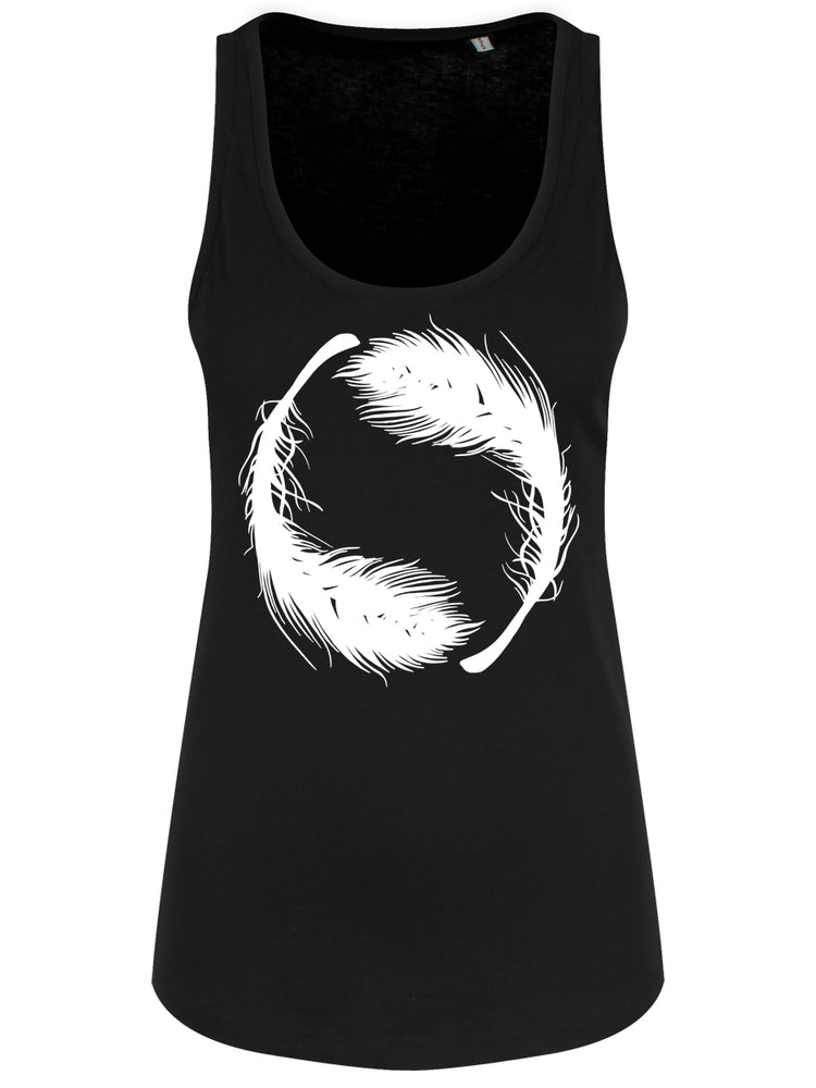 Yin Yang Feathers Ladies Black Floaty Tank