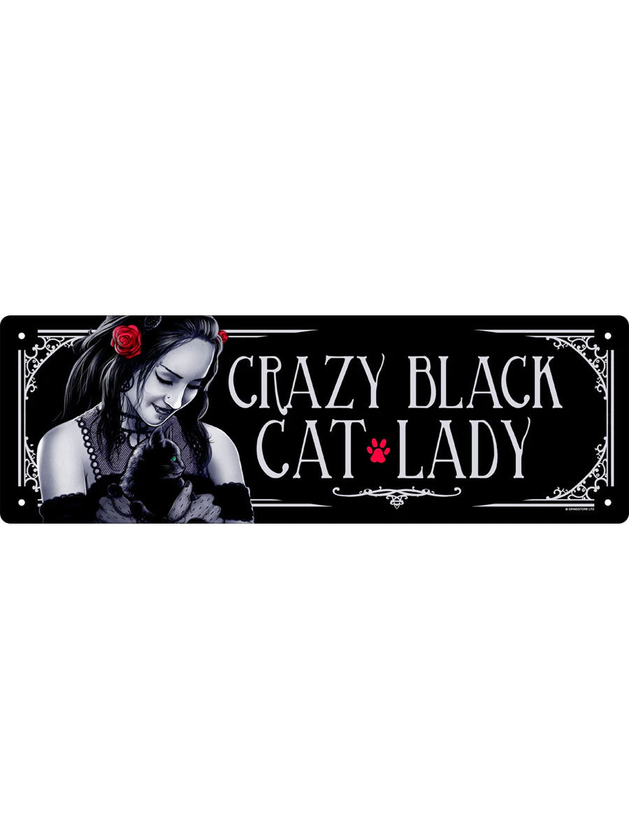 Crazy Black Cat Lady Slim Tin Sign