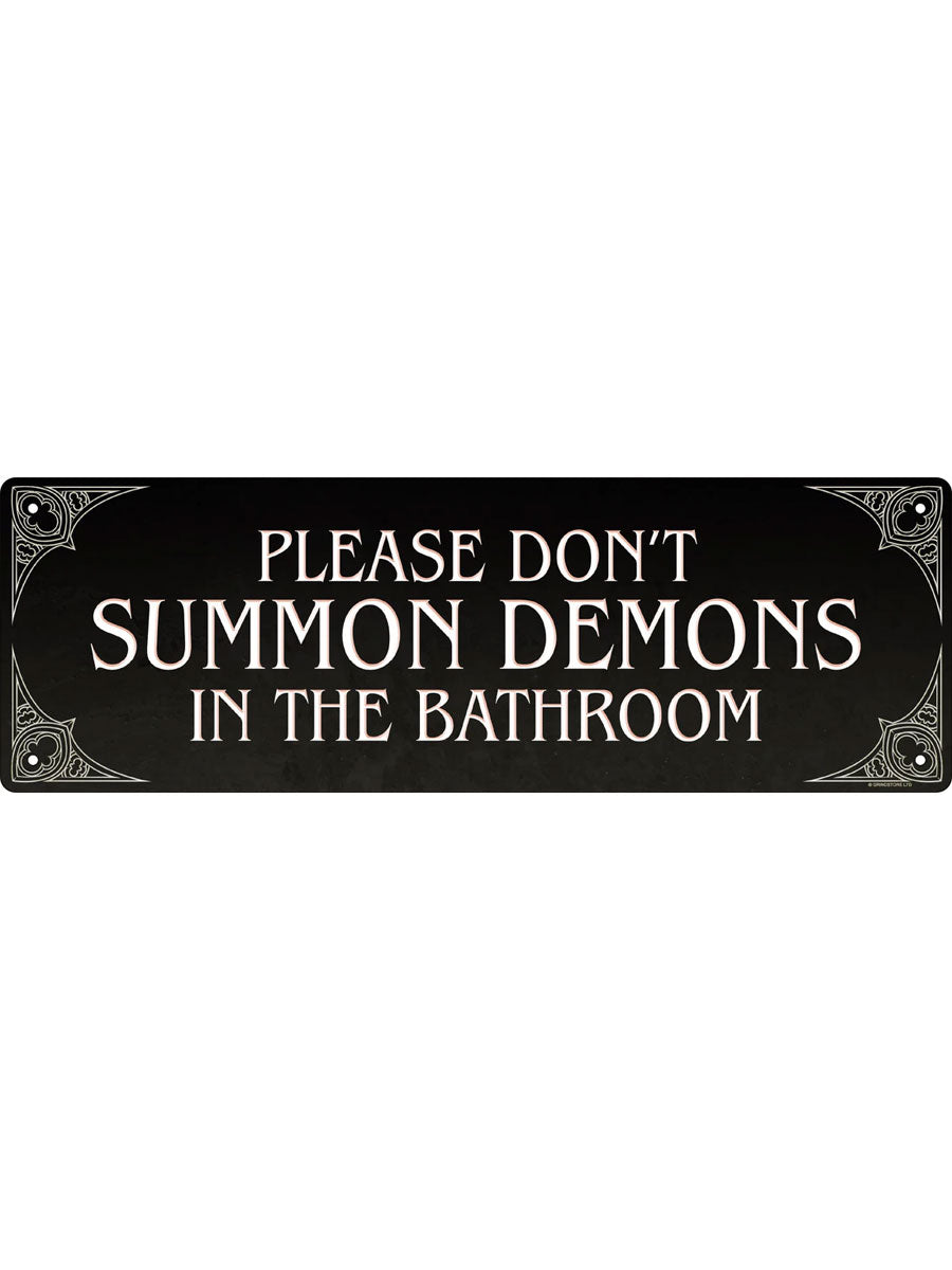 Please Don't Summon Demons In The Bathroom Slim Tin Sign