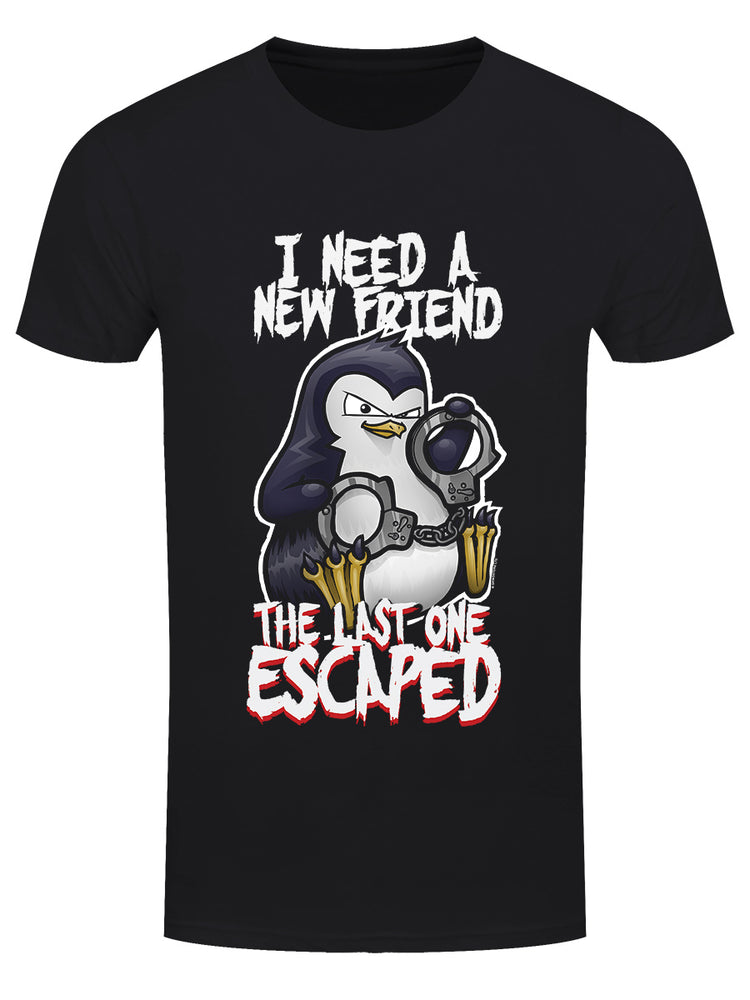 Psycho Penguin I Need A New Friend Men's Black T-Shirt