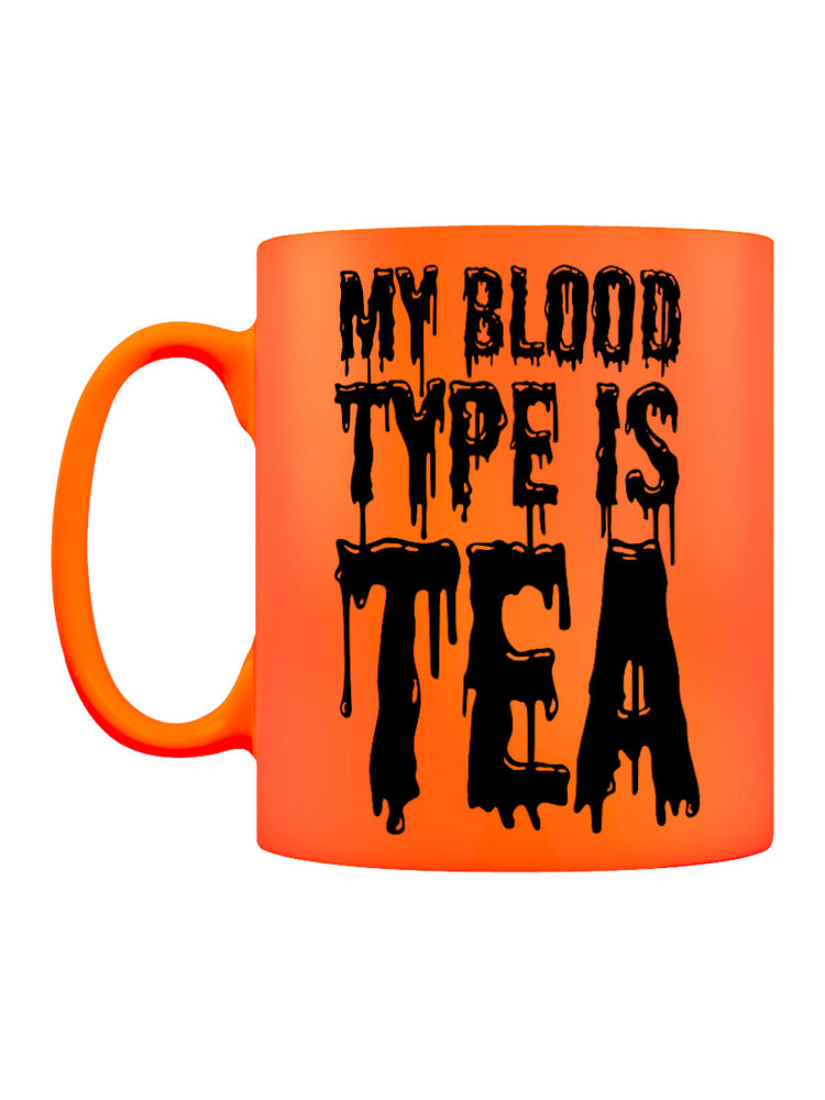 My Blood Type Is Tea Orange Neon Mug