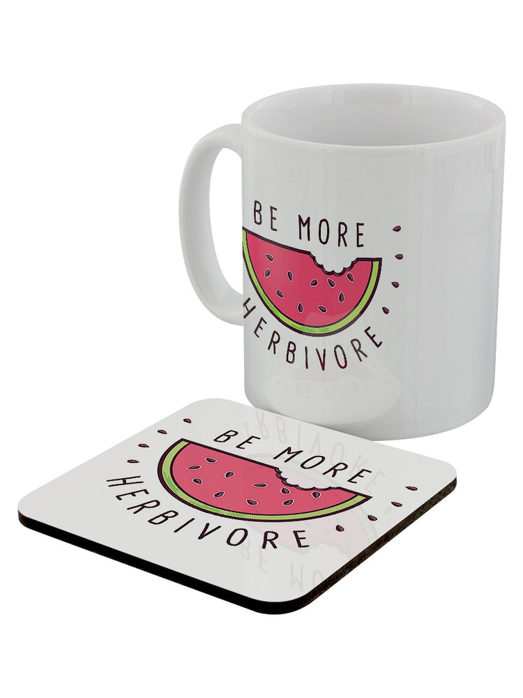 Be More Herbivore Vegan Vegetarian Mug & Coaster Set
