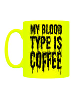 My Blood Type Is Coffee Yellow Neon Mug