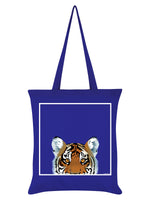 Inquisitive Creatures Tiger Royal Blue Tote Bag
