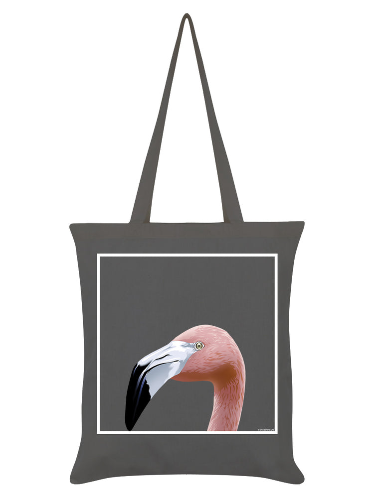 Inquisitive Creatures Flamingo Graphite Grey Tote Bag