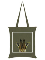 Inquisitive Creatures Giraffe Olive Green Tote Bag