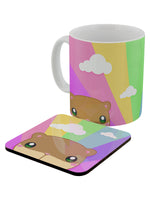 Inquisitive Creatures Kawaii Hamster Rainbow Mug & Coaster Set