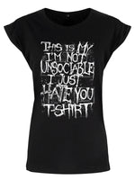 I'm Not Unsociable Ladies Premium Black T-Shirt