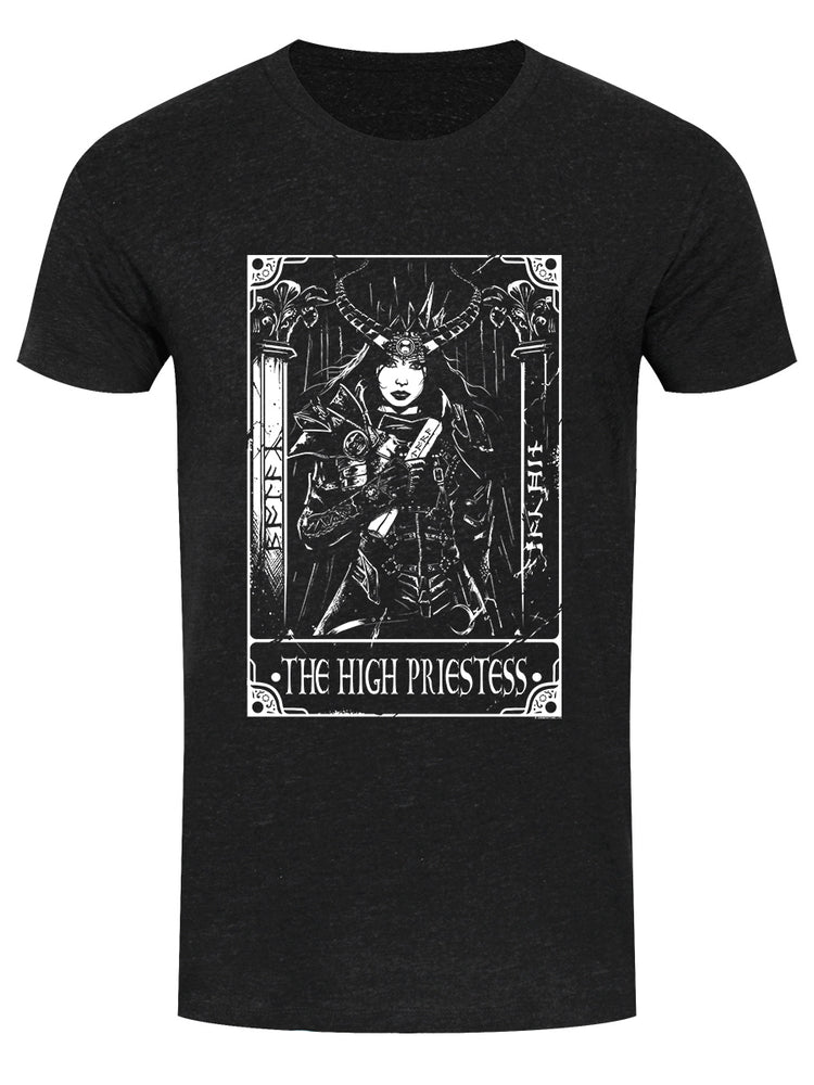 Deadly Tarot The High Priestess Men's Heather Black Denim T-Shirt