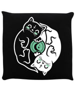 Witchy Kittens Yin Yang Black Cushion