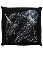 Spiral Dark Unicorn Black Cushion