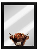 Framed Highland Cow Mirrored Tin Sign