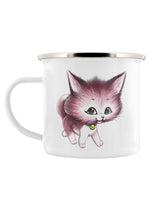 Pastel Pink Kitten Enamel Mug