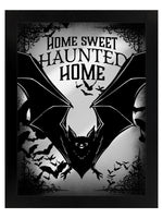 Framed Home Sweet Haunted Home Bats Mirrored Tin Sign