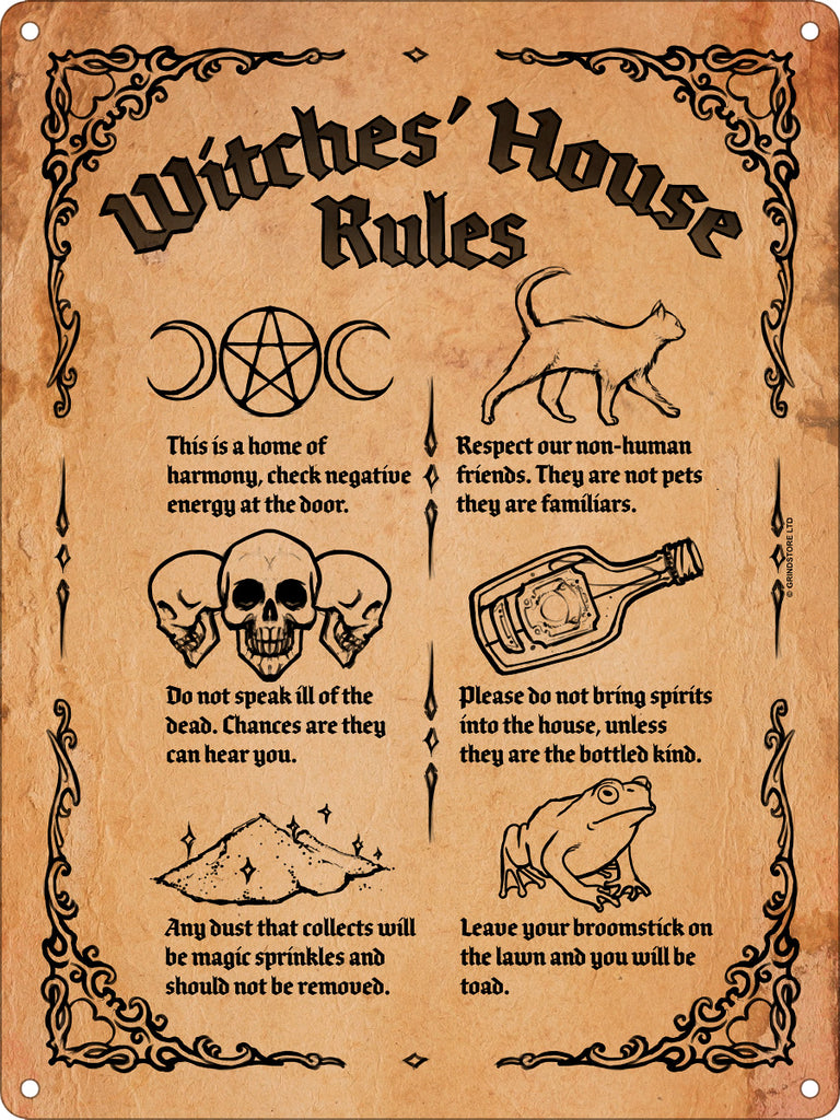 Witches' House Rules Mini Tin Sign – Grindstore Wholesale