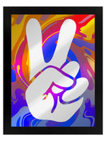 Framed Psychedelic Peace Mirrored Tin Sign