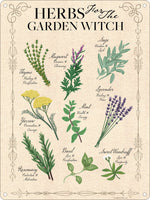 Herbs For The Garden Witch Mini Tin Sign