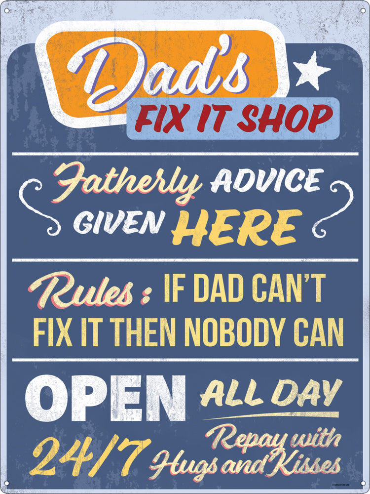 Dad's Fix It Shop Tin Sign