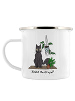 Spooky Cat Plant Destroyer Enamel Mug