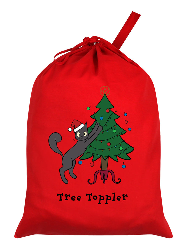 Spooky Cat Tree Toppler Red Santa Sack