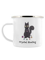 Spooky Cat Crystal Healing Enamel Mug