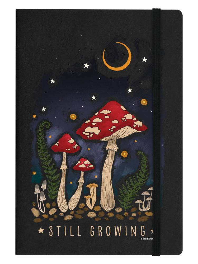 Magical Mushrooms Still Growing Black A5 Hard Cover Notebook