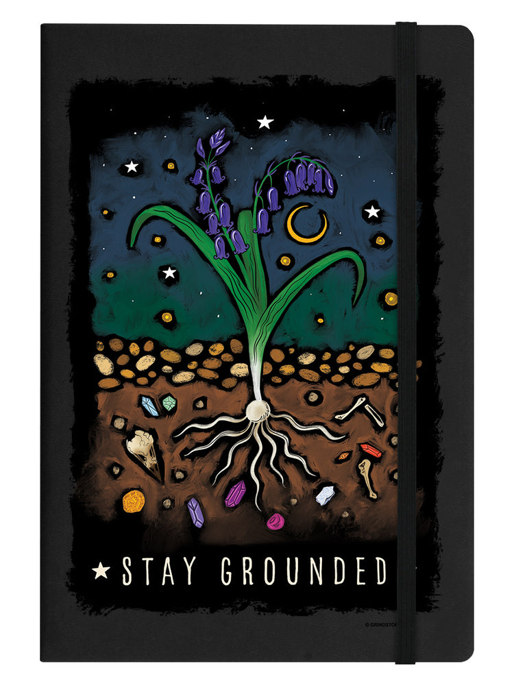 Mystical Roots Stay Grounded Black A5 Hard Cover Notebook
