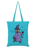Spooky Cat Dressing Up Azure Blue Tote Bag