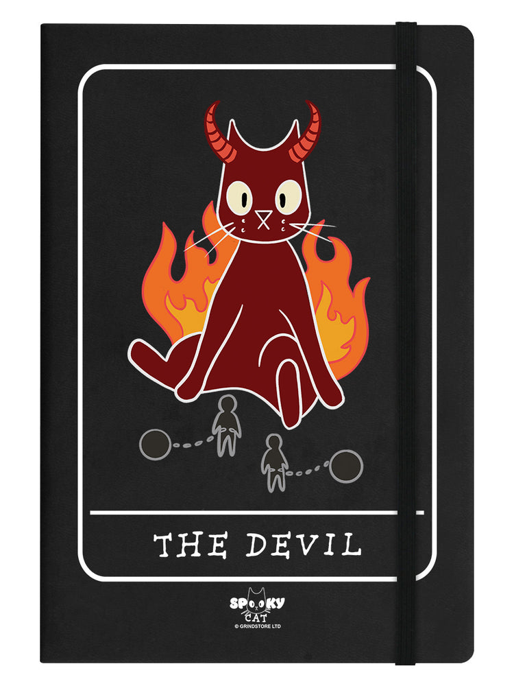 Spooky Cat Tarot The Devil Black A5 Hard Cover Notebook