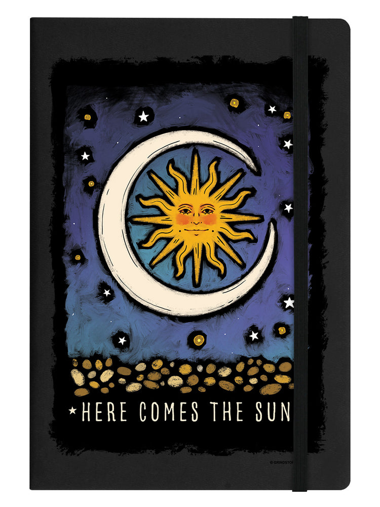 Hello World Here Comes The Sun Black A5 Hard Cover Notebook