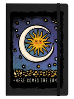 Hello World Here Comes The Sun Black A5 Hard Cover Notebook