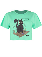 Spooky Cat Summoning Spirits Peppermint Boxy Crop Top