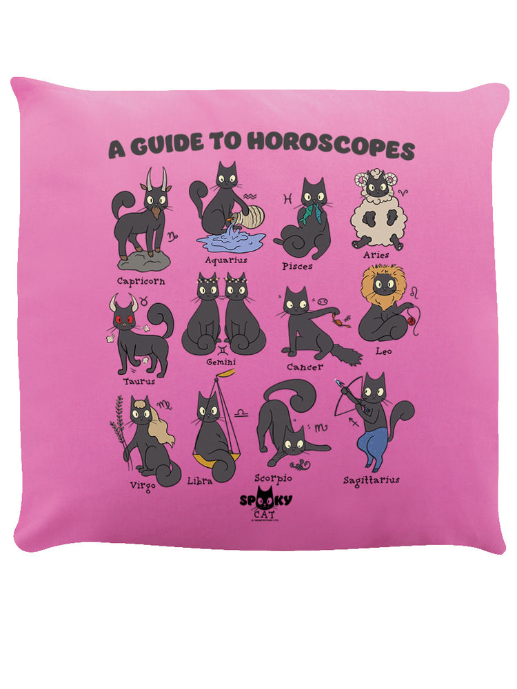 Spooky Cat A Guide To Horoscopes Pink Cushion