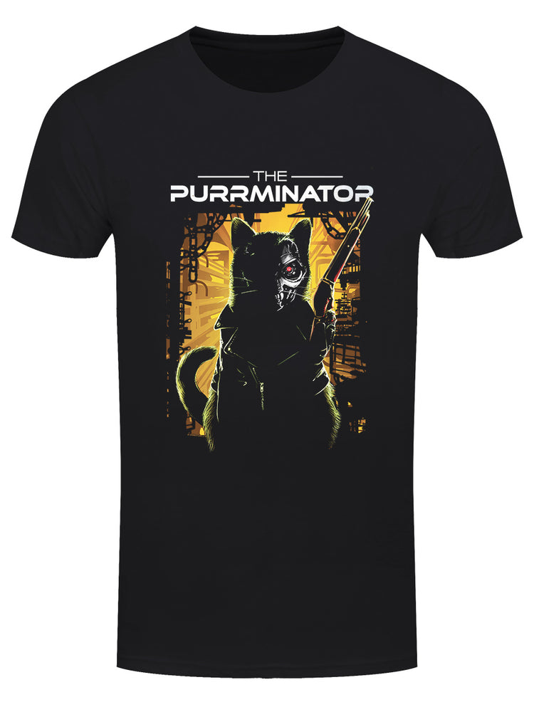 Horror Cats The Purrminator Men's Black T-Shirt