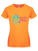 Pop Factory Spooning Leads To Forking Ladies Apricot T-Shirt